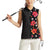 Hawaii Hibiscus and Plumeria Flowers Women Sleeveless Polo Shirt Tapa Tribal Pattern Half Style Colorful Mode