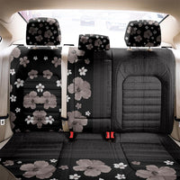 Hawaii Hibiscus and Plumeria Flowers Back Car Seat Cover Tapa Tribal Pattern Half Style Grayscale Mode