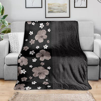 Hawaii Hibiscus and Plumeria Flowers Blanket Tapa Tribal Pattern Half Style Grayscale Mode LT03 - Polynesian Pride