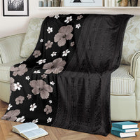 Hawaii Hibiscus and Plumeria Flowers Blanket Tapa Tribal Pattern Half Style Grayscale Mode LT03 - Polynesian Pride