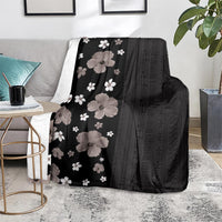 Hawaii Hibiscus and Plumeria Flowers Blanket Tapa Tribal Pattern Half Style Grayscale Mode LT03 - Polynesian Pride
