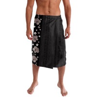 Hawaii Hibiscus and Plumeria Flowers Lavalava Tapa Tribal Pattern Half Style Grayscale Mode