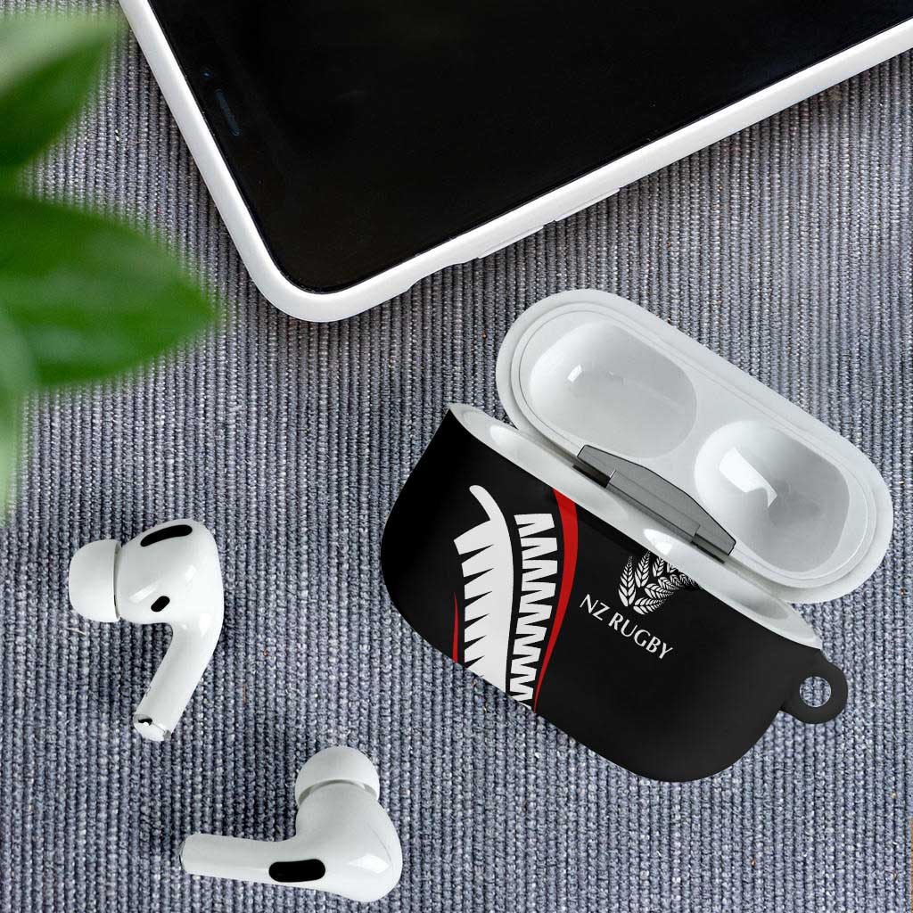 New Zealand Rugby AirPods Case Sporty Silver Fern Shape with Maori Tattoos - Polynesian Pride