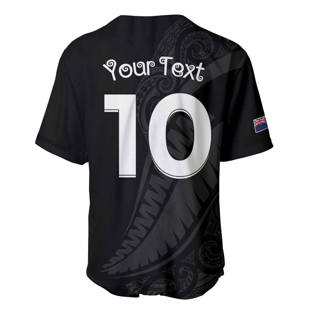 New Zealand Rugby Custom Baseball Jersey Sporty Silver Fern Shape with Maori Tattoos LT03 - Polynesian Pride