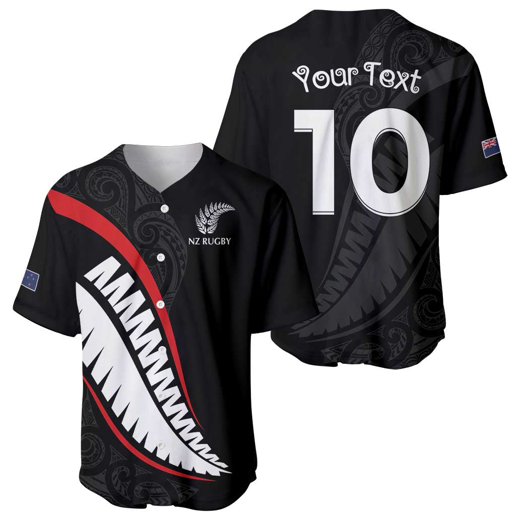 New Zealand Rugby Custom Baseball Jersey Sporty Silver Fern Shape with Maori Tattoos LT03 - Polynesian Pride