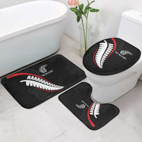 New Zealand Rugby Bathroom Set Sporty Silver Fern Shape with Maori Tattoos - Polynesian Pride