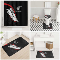 New Zealand Rugby Bathroom Set Sporty Silver Fern Shape with Maori Tattoos - Polynesian Pride