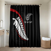 New Zealand Rugby Bathroom Set Sporty Silver Fern Shape with Maori Tattoos - Polynesian Pride