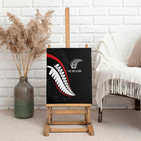 New Zealand Rugby Canvas Wall Art Sporty Silver Fern Shape with Maori Tattoos - Polynesian Pride