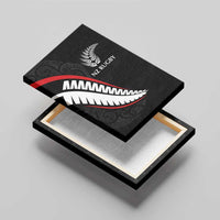 New Zealand Rugby Canvas Wall Art Sporty Silver Fern Shape with Maori Tattoos - Polynesian Pride