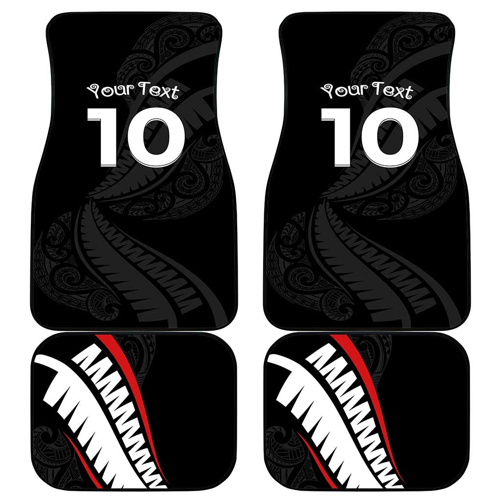 New Zealand Rugby Car Mats Sporty Silver Fern Shape with Maori Tattoos LT03 - Polynesian Pride