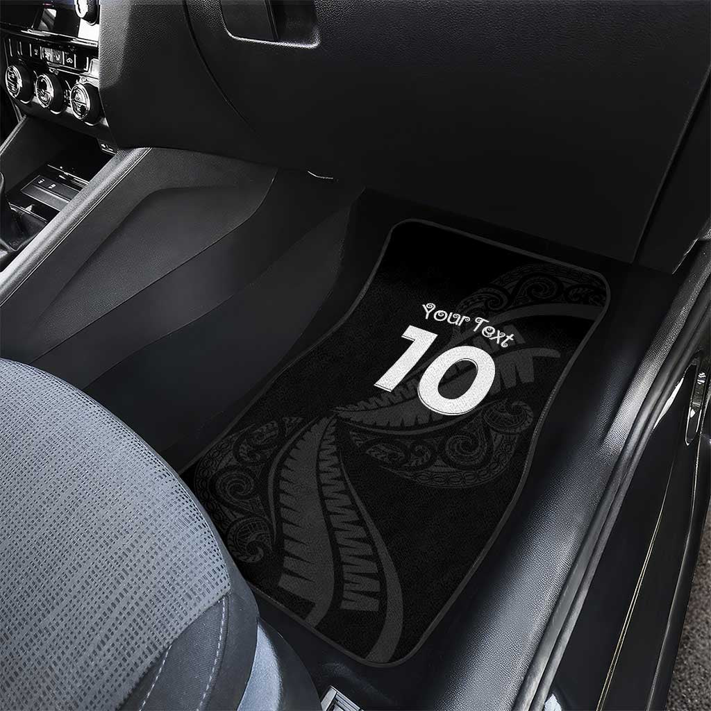 New Zealand Rugby Car Mats Sporty Silver Fern Shape with Maori Tattoos LT03 - Polynesian Pride