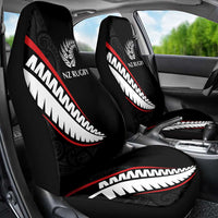 New Zealand Rugby Car Seat Cover Sporty Silver Fern Shape with Maori Tattoos - Polynesian Pride