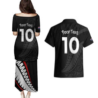New Zealand Rugby Custom Couples Matching Puletasi and Hawaiian Shirt Sporty Silver Fern Shape with Maori Tattoos - Polynesian Pride