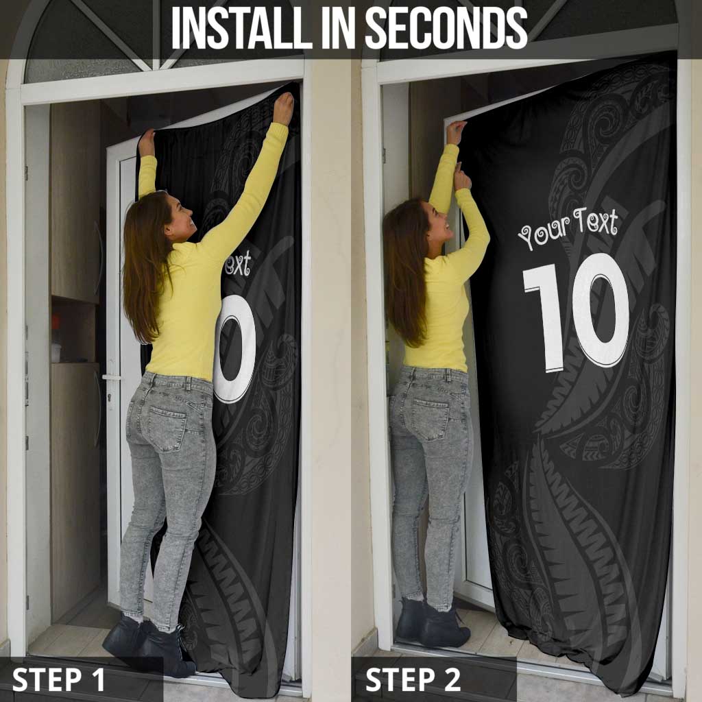 New Zealand Rugby Custom Door Cover Sporty Silver Fern Shape with Maori Tattoos - Polynesian Pride