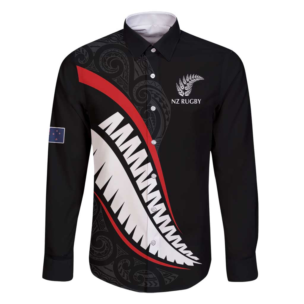 New Zealand Rugby Custom Family Matching Off Shoulder Short Dress and Hawaiian Shirt Sporty Silver Fern Shape with Maori Tattoos - Polynesian Pride