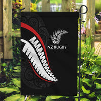 New Zealand Rugby Garden Flag Sporty Silver Fern Shape with Maori Tattoos - Polynesian Pride