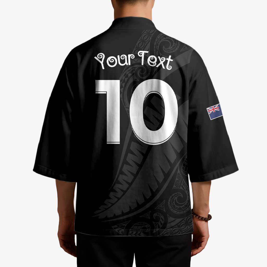 New Zealand Rugby Custom Kimono Sporty Silver Fern Shape with Maori Tattoos - Polynesian Pride