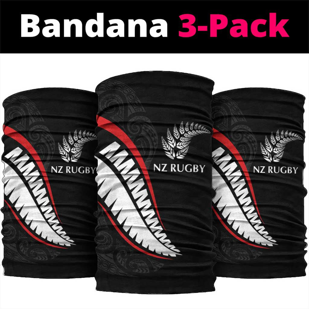 New Zealand Rugby Neck Gaiter Sporty Silver Fern Shape with Maori Tattoos - Polynesian Pride