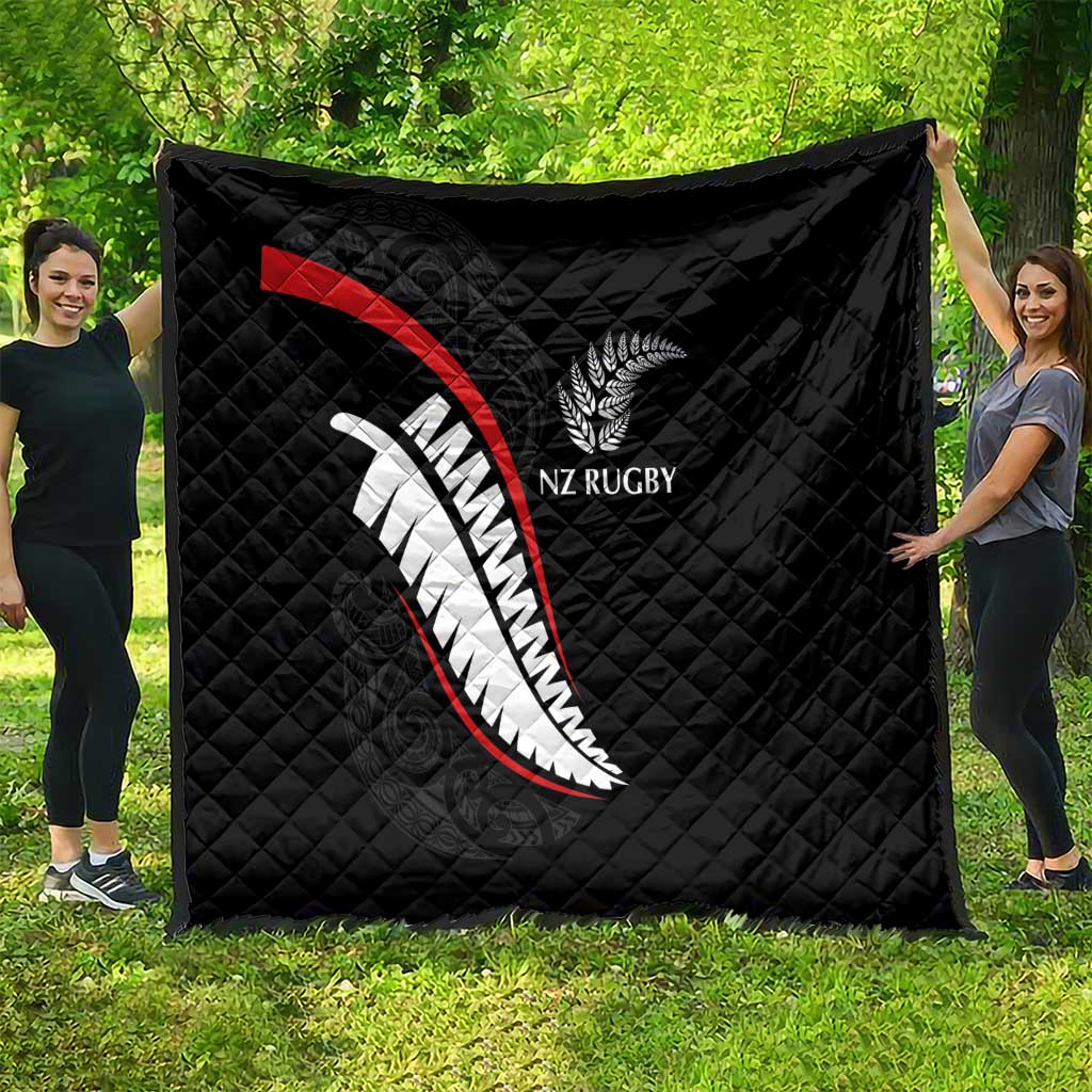 New Zealand Rugby Quilt Sporty Silver Fern Shape with Maori Tattoos LT03 - Polynesian Pride