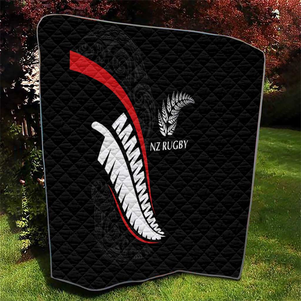 New Zealand Rugby Quilt Sporty Silver Fern Shape with Maori Tattoos LT03 - Polynesian Pride