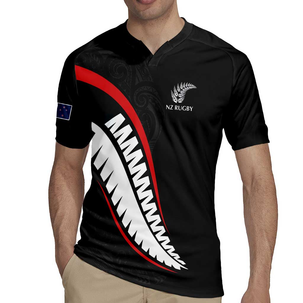 New Zealand Rugby Custom Rugby Jersey Sporty Silver Fern Shape with Maori Tattoos - Polynesian Pride