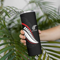 New Zealand Rugby Custom Skinny Tumbler Sporty Silver Fern Shape with Maori Tattoos LT03 - Polynesian Pride