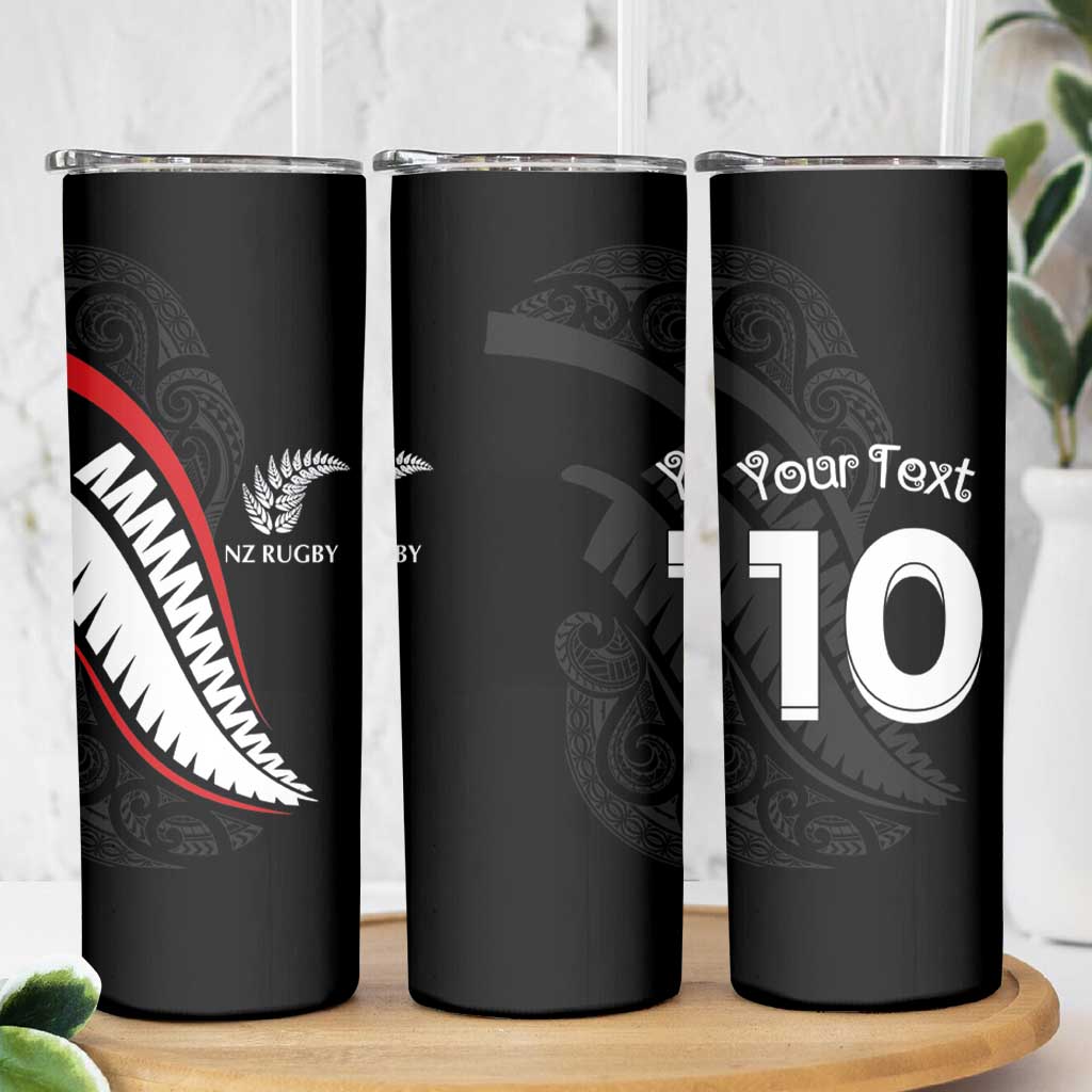 New Zealand Rugby Custom Skinny Tumbler Sporty Silver Fern Shape with Maori Tattoos LT03 - Polynesian Pride