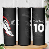 New Zealand Rugby Custom Skinny Tumbler Sporty Silver Fern Shape with Maori Tattoos LT03 - Polynesian Pride