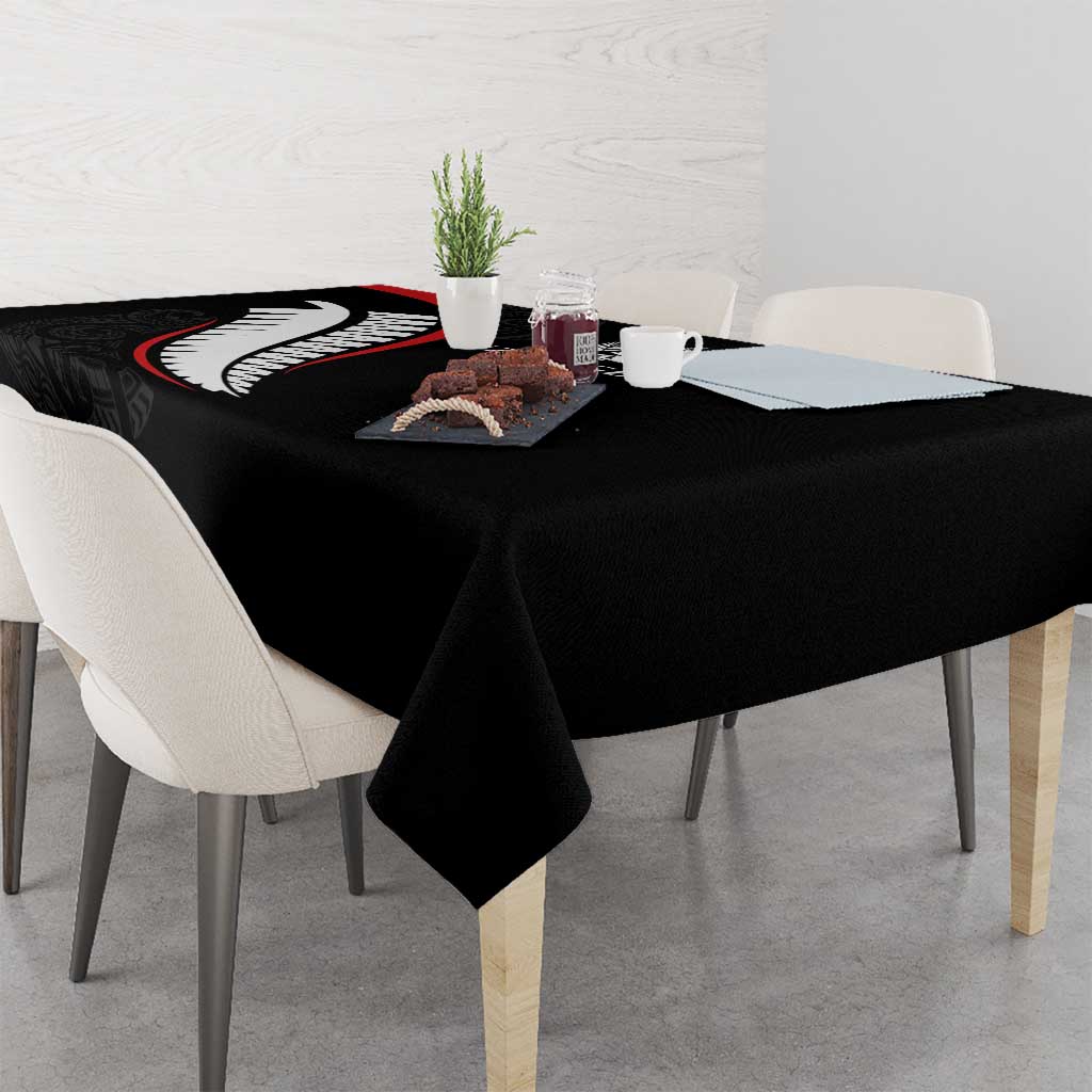 New Zealand Rugby Tablecloth Sporty Silver Fern Shape with Maori Tattoos LT03 - Polynesian Pride