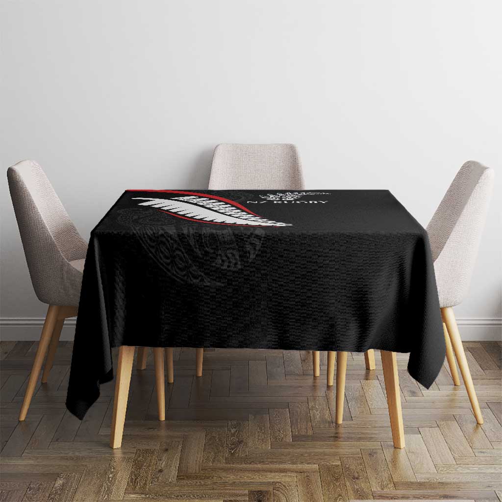 New Zealand Rugby Tablecloth Sporty Silver Fern Shape with Maori Tattoos LT03 - Polynesian Pride