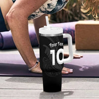New Zealand Rugby Custom Tumbler With Handle Sporty Silver Fern Shape with Maori Tattoos LT03 - Polynesian Pride