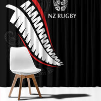 New Zealand Rugby Window Curtain Sporty Silver Fern Shape with Maori Tattoos LT03 - Polynesian Pride