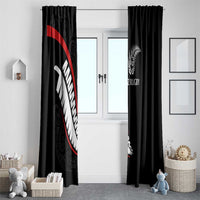 New Zealand Rugby Window Curtain Sporty Silver Fern Shape with Maori Tattoos LT03 - Polynesian Pride