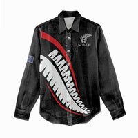 New Zealand Rugby Custom Women Casual Shirt Sporty Silver Fern Shape with Maori Tattoos LT03 - Polynesian Pride