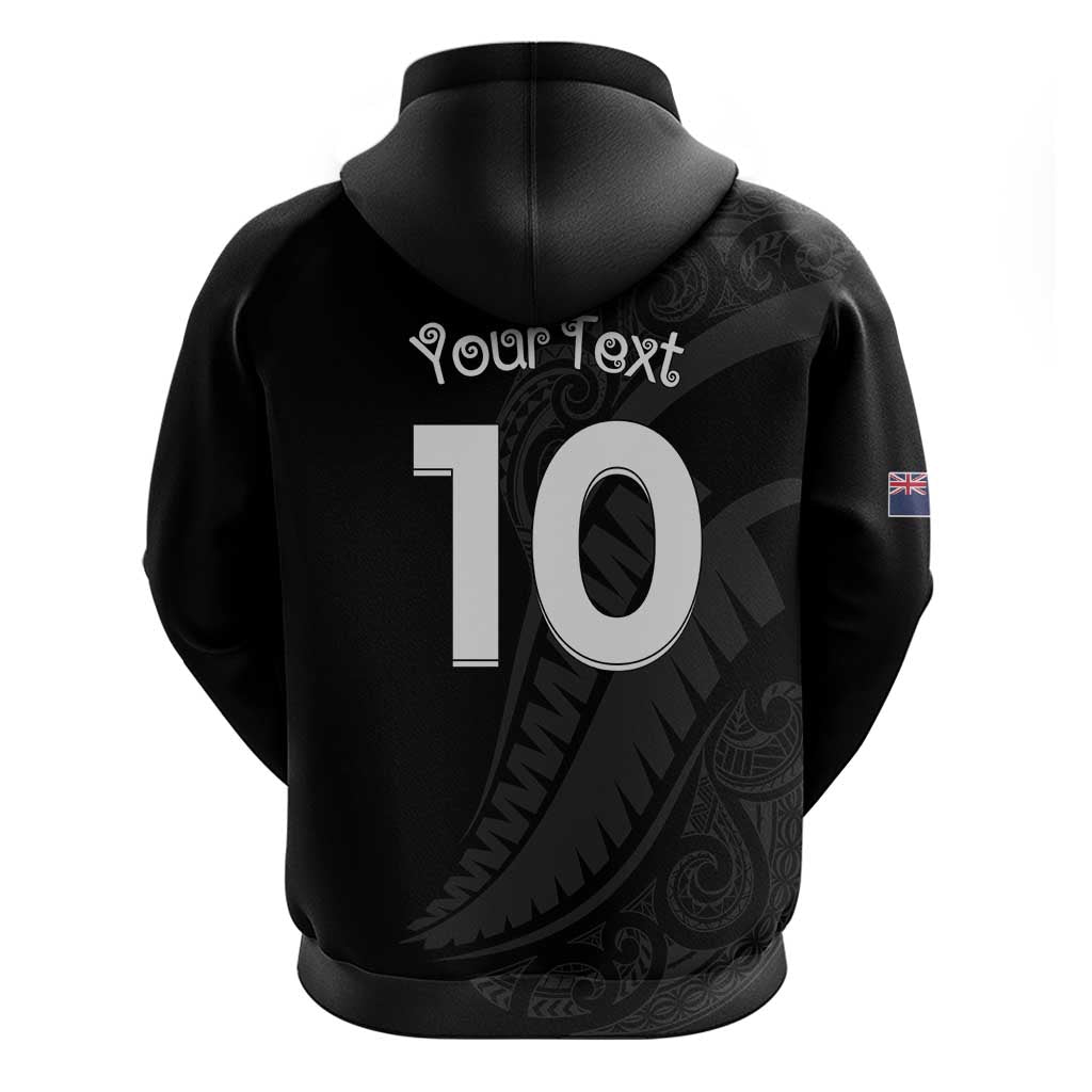 New Zealand Rugby Custom Zip Hoodie Sporty Silver Fern Shape with Maori Tattoos - Polynesian Pride