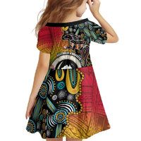 Vanuatu and Australia Together Family Matching Summer Maxi Dress and Hawaiian Shirt Kangaroo with Pig Tusk Indigenous Pattern LT03 - Polynesian Pride