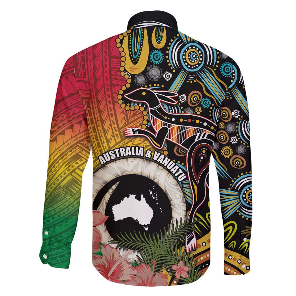 Vanuatu and Australia Together Family Matching Tank Maxi Dress and Hawaiian Shirt Kangaroo with Pig Tusk Indigenous Pattern LT03 - Polynesian Pride