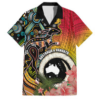 Vanuatu and Australia Together Hawaiian Shirt Kangaroo with Pig Tusk Indigenous Pattern LT03 Black - Polynesian Pride