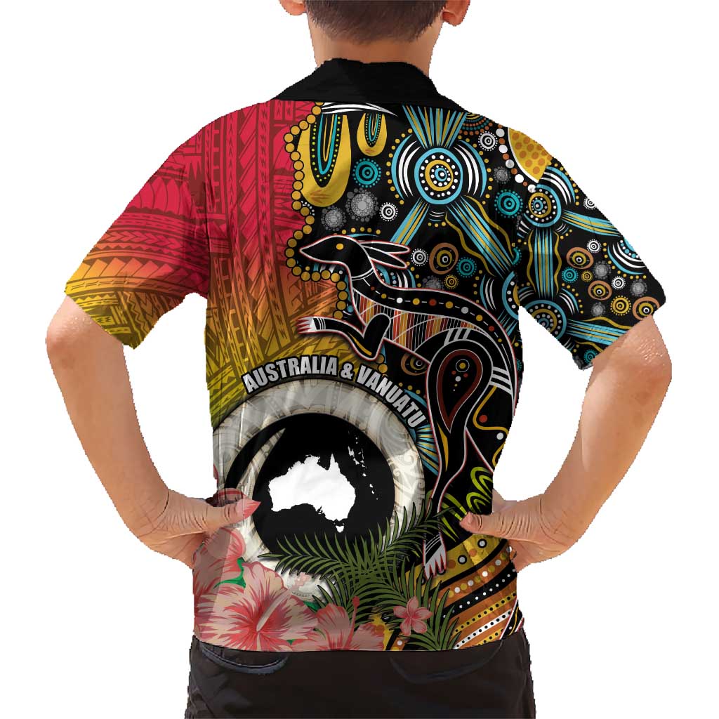 Vanuatu and Australia Together Hawaiian Shirt Kangaroo with Pig Tusk Indigenous Pattern LT03 - Polynesian Pride