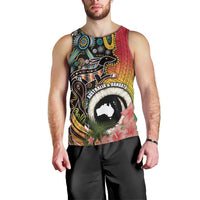 Vanuatu and Australia Together Men Tank Top Kangaroo with Pig Tusk Indigenous Pattern