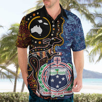 Samoa and Australia Together Hawaiian Shirt Kangaroo and Tribal Hibiscus Aboriginal Pattern