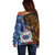 Samoa and Australia Together Off Shoulder Sweater Kangaroo and Tribal Hibiscus Aboriginal Pattern