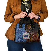 Samoa and Australia Together Shoulder Handbag Kangaroo and Tribal Hibiscus Aboriginal Pattern LT03 - Polynesian Pride