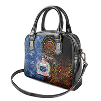 Samoa and Australia Together Shoulder Handbag Kangaroo and Tribal Hibiscus Aboriginal Pattern LT03 - Polynesian Pride