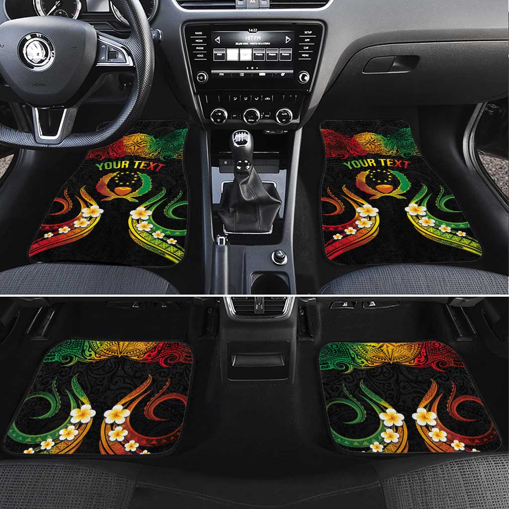 Personalised Pohnpei Independence Day Car Mats Polynesian Tattoo and Plumeria Reggae Color