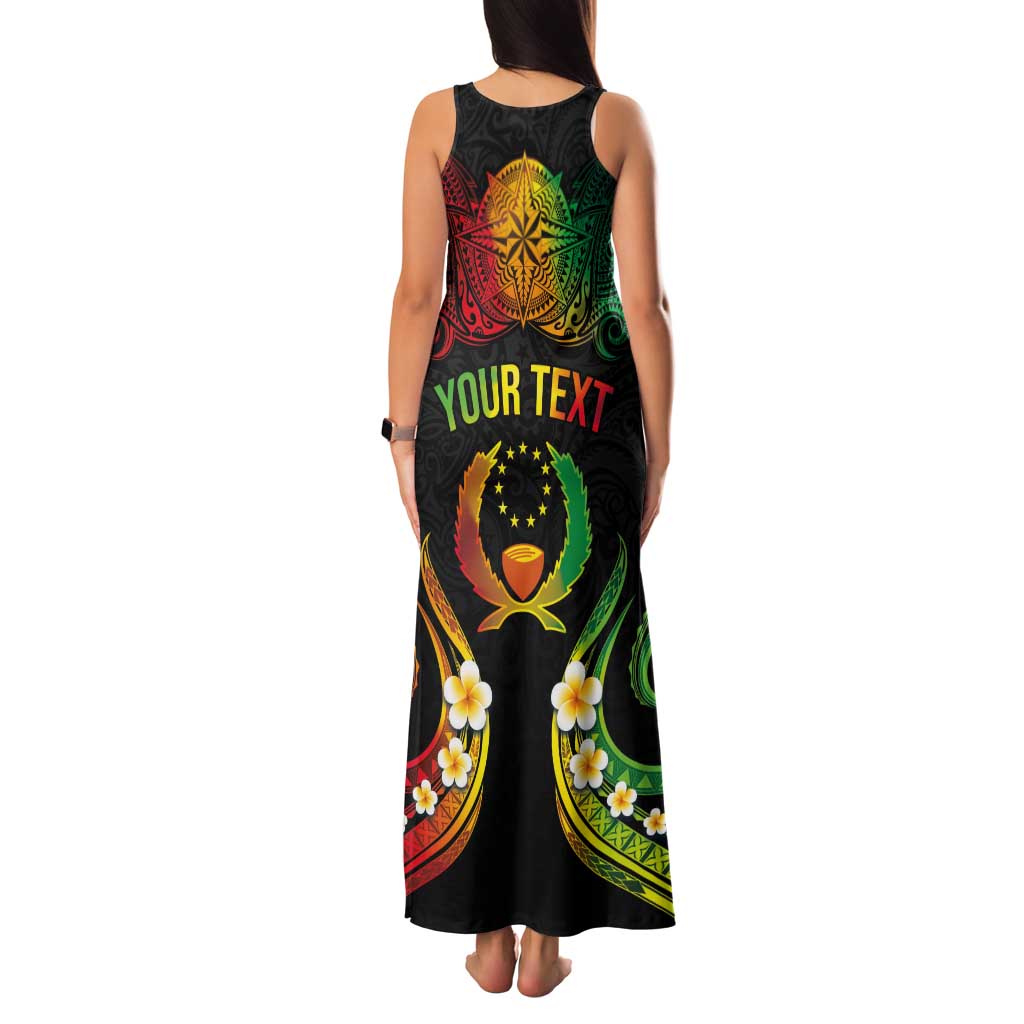 Personalised Pohnpei Independence Day Family Matching Tank Maxi Dress and Hawaiian Shirt Polynesian Tattoo and Plumeria Reggae Color