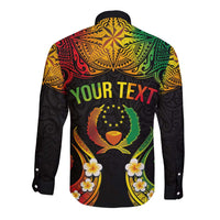 Personalised Pohnpei Independence Day Long Sleeve Button Shirt Polynesian Tattoo and Plumeria Reggae Color LT03 - Polynesian Pride
