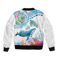 Hawaiian Turtles and Whales Bomber Jacket Polynesian Tropical Tattoo Ocean Style LT03 - Polynesian Pride