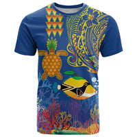 Hawaii Ocean T Shirt Pineapple Turtle and Mango Reef Triggerfish and Kakau Tattoo LT03 Multicolor - Polynesian Pride